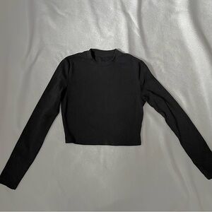 Black Long Sleeve Crop Top Womens